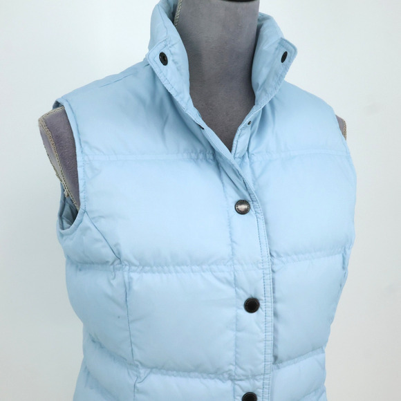 Lands End Puffer Vest Womens XS Light Blue Down Insulated Snap Front Pockets - Picture 8 of 16